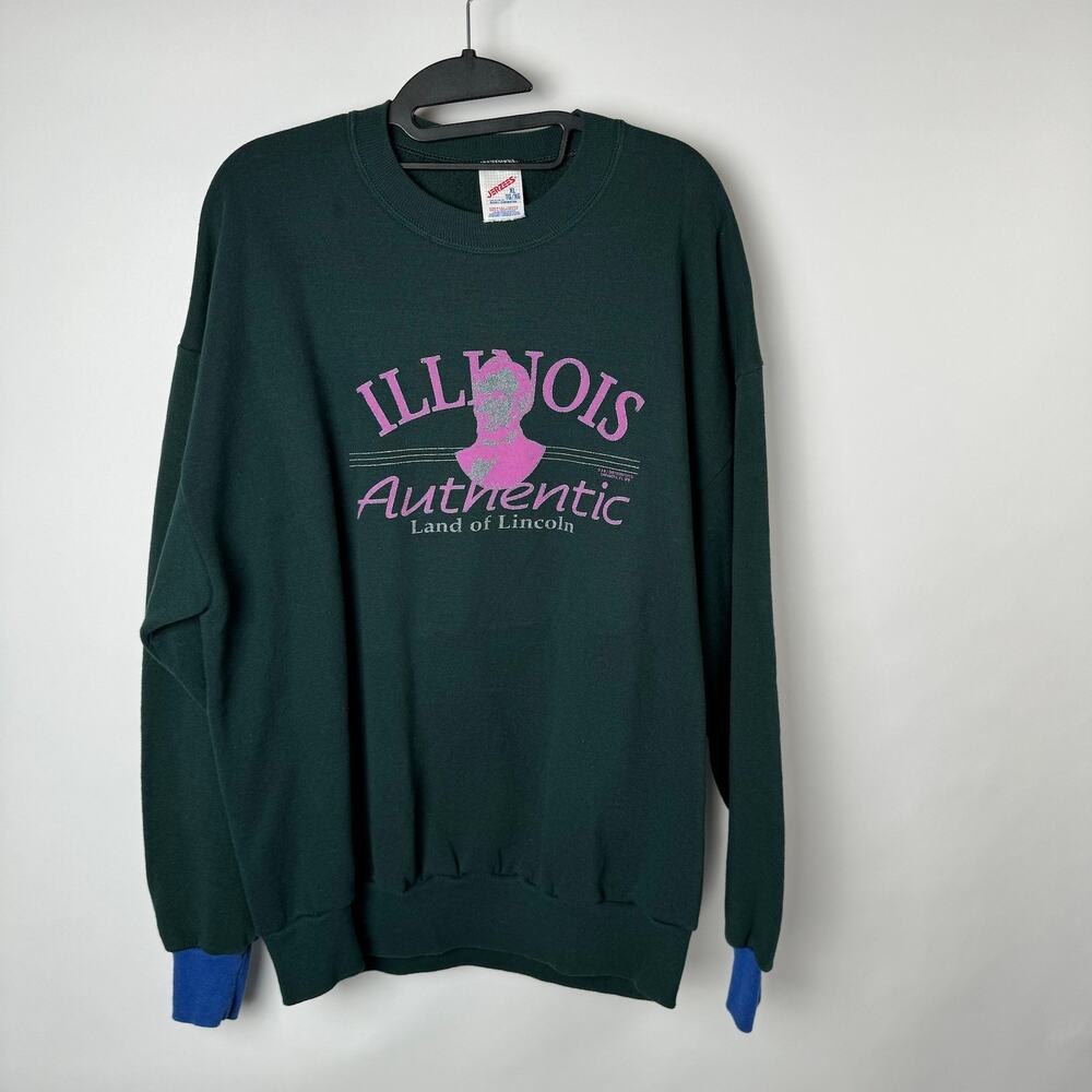 Jerzees Sweatshirt Womens XL Vintage Tourist Lincoln Illinois 90s 80s Casual